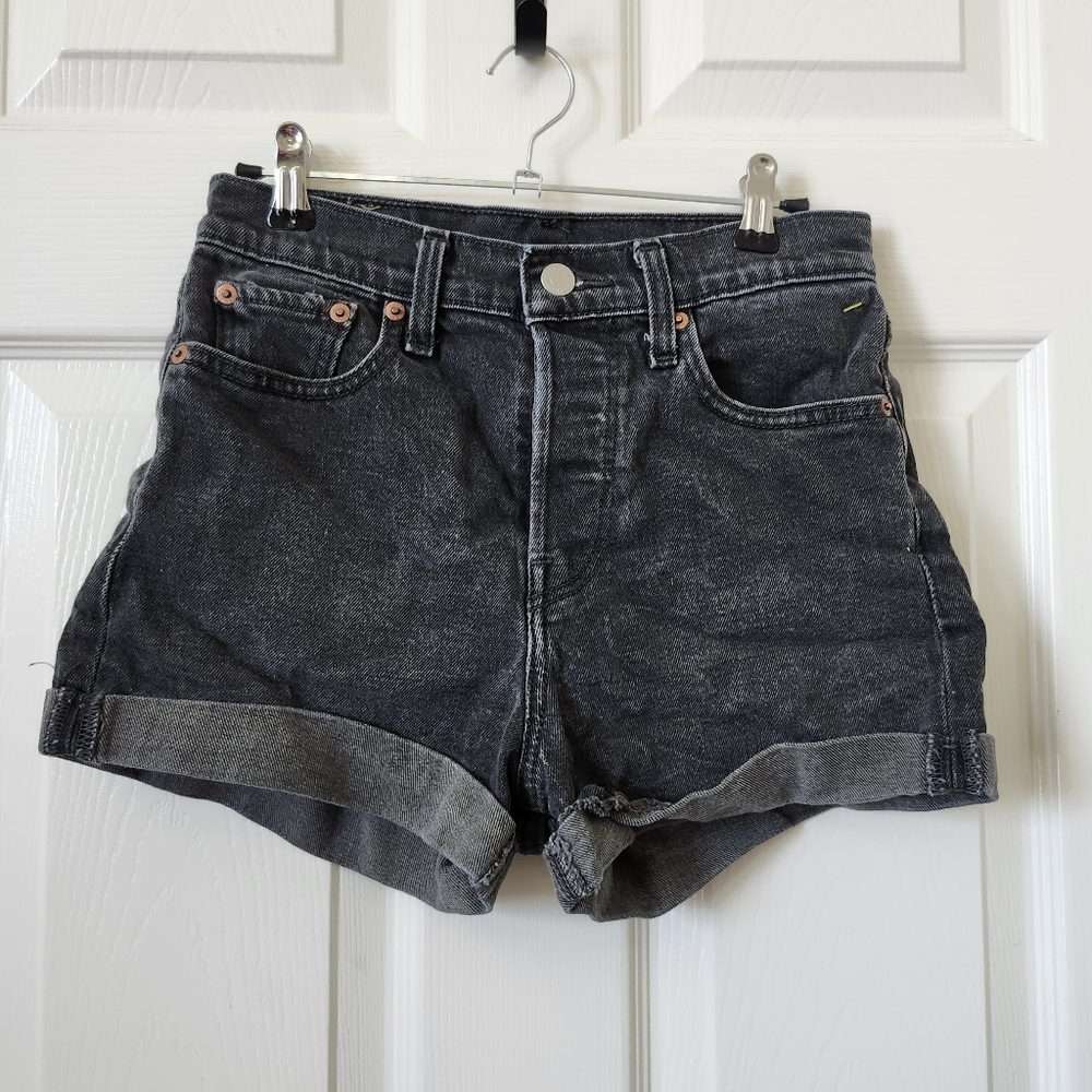 Levi's Dark Gray High Waist Denim Shorts 26